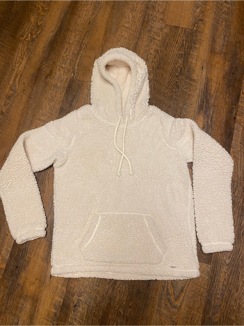 Hollister Cozy Sherpa Hoodie Cream Plush Teddy Fleece Winter size Small